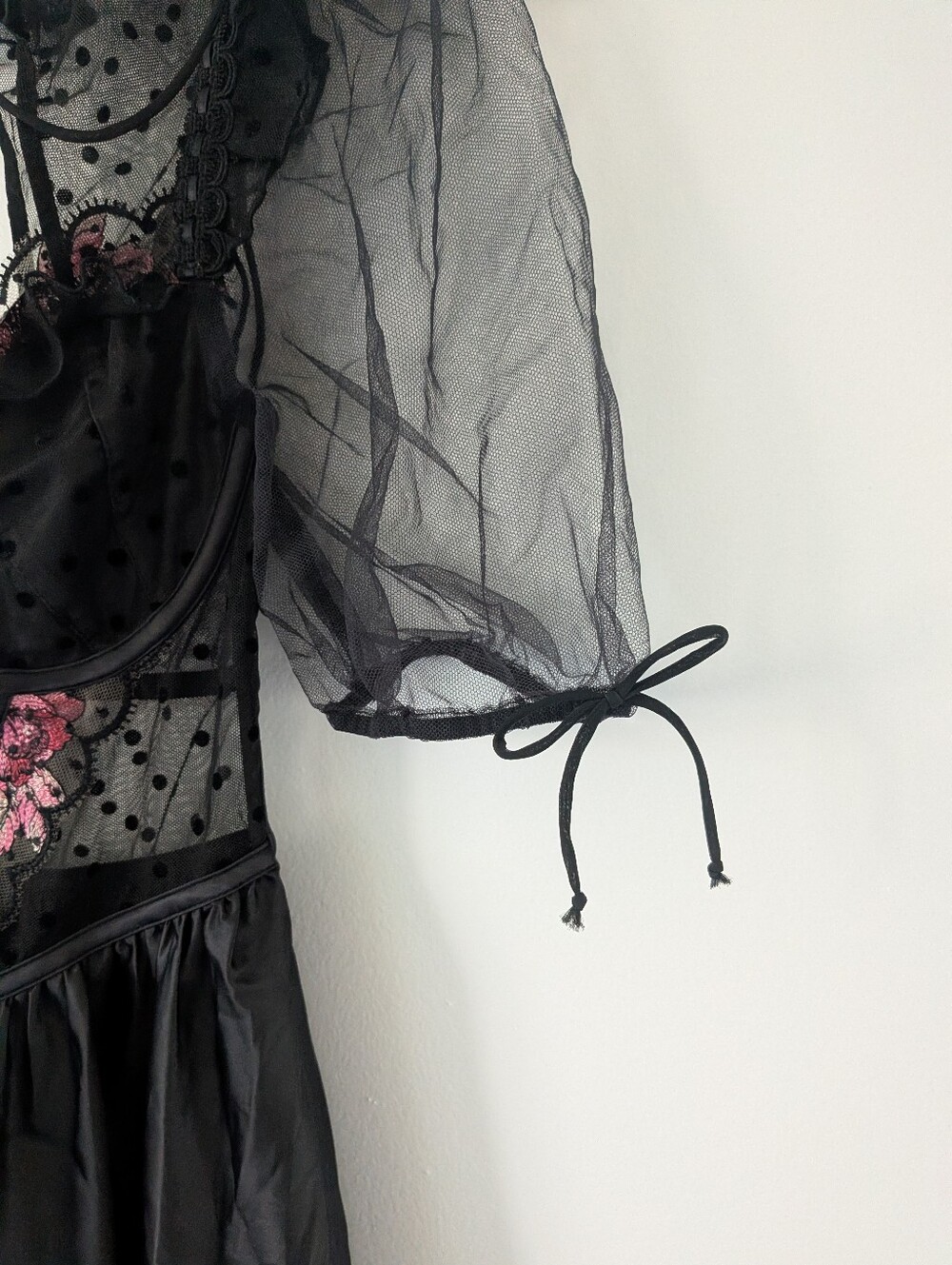 For Love and Lemons Juliet Puff Sleeve Black Lace Dress - Picture 4 of 12